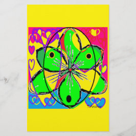 Groot bloem ondertekende origineel kunstontwerp ze briefpapier