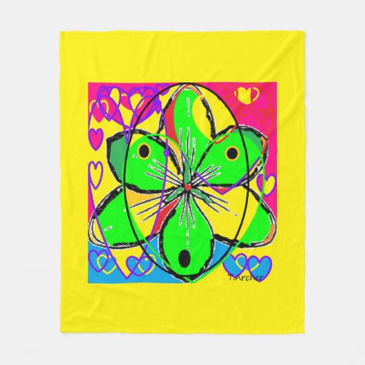 Groot bloem ondertekende origineel kunstontwerp ze fleece deken (Voorkant)