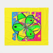 Groot bloem ondertekende origineel kunstontwerp ze fleece deken (Voorkant (Horizontaal))