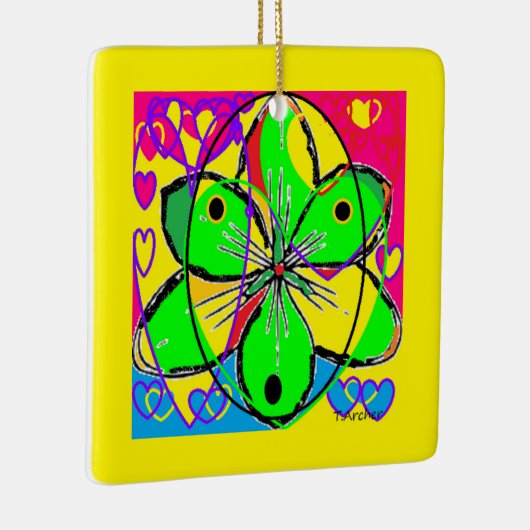 Groot bloem ondertekende origineel kunstontwerp ze keramisch ornament (Rechts)