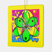 Groot bloem ondertekende origineel kunstontwerp ze keramisch ornament (Links)