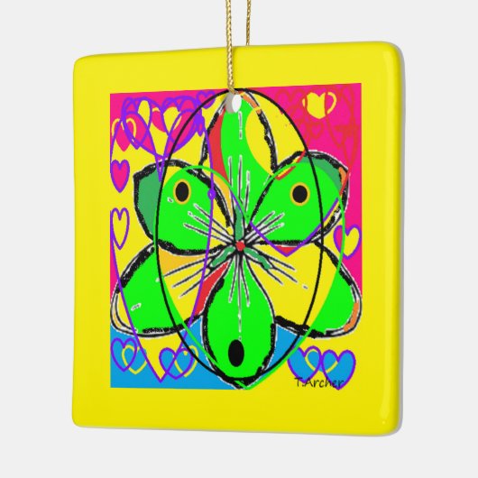 Groot bloem ondertekende origineel kunstontwerp ze keramisch ornament (Links)