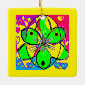 Groot bloem ondertekende origineel kunstontwerp ze keramisch ornament (Voorkant)