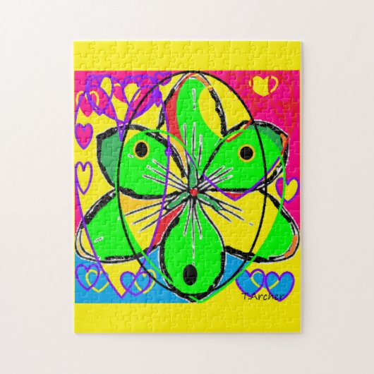 Groot bloem ondertekende origineel kunstontwerp ze legpuzzel (Verticaal)