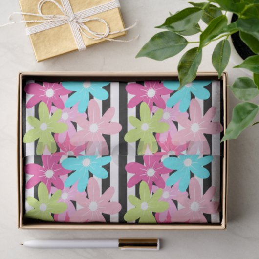 Groot Bloemen en Stripe Tissue Papier (Geschenk)