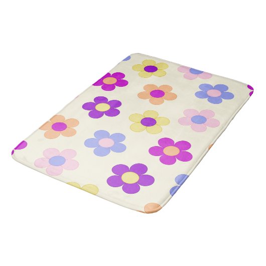 Groot Bloemenstroomontwerp - Gele achtergrond Badmat (Gekanteld)