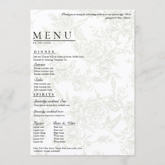 Groot Bloemig Trouwmenu Menu