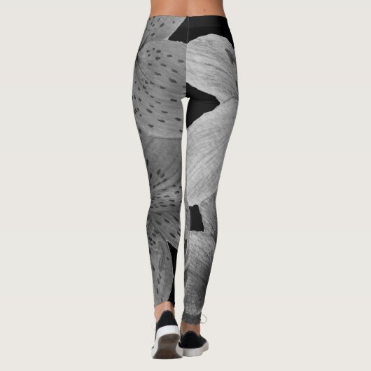 groot bloempatroon contemporeus zwart-wit leggings (Achterkant)