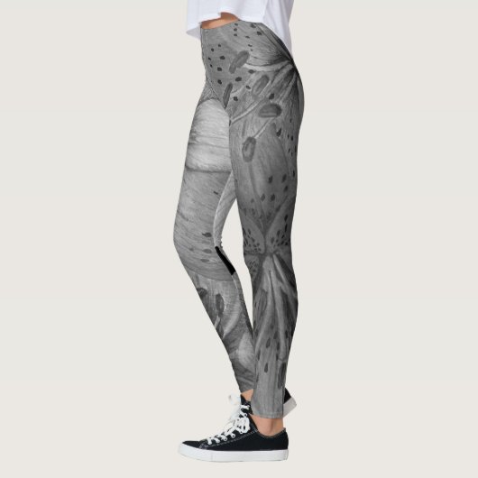 groot bloempatroon contemporeus zwart-wit leggings (Links)