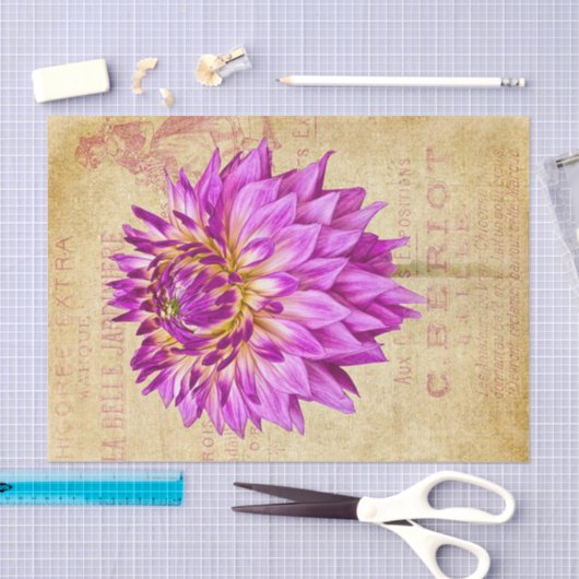 Groot Bloemweefsel Papier Decoupage Art Paarse (Craft)