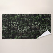 Groot bloesem groen gepersonaliseerde naam badhanddoek (Badhanddoek)
