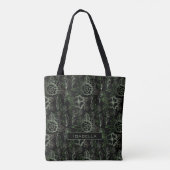 Groot bloesem groen gepersonaliseerde naam tote bag (Achterkant)
