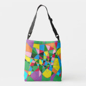 Groot blok kleuren rode groene blauwe kunststijl crossbody tas (Achterkant)