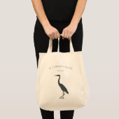 Groot Blue Heron silhouet met aangepaste tekst Tote Bag (Voorkant (product))