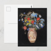 Groot boeket op een zwarte achtergrond, Redon, Briefkaart (Voorkant / Achterkant)