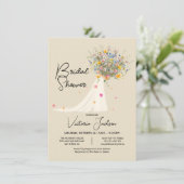 Groot boeket trouwjurk Vrijgezellenfeest Kaart (Staand voorkant)