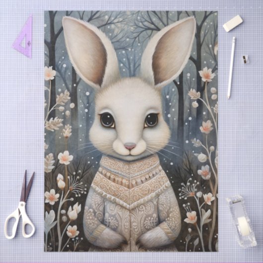 Groot Bos Konijn & Bloemen Decoupage Tissuepapier (Craft)