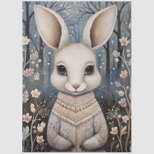 Groot Bos Konijn & Bloemen Decoupage Tissuepapier (Voorkant)