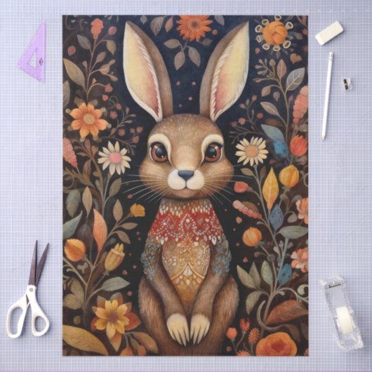 Groot Bos Konijn & Bloemen Decoupage Tissuepapier (Craft)