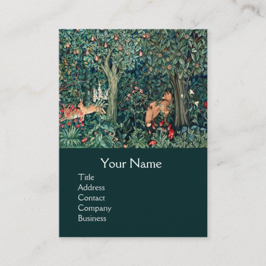GROOT, BOSDIEREN, HAREN, Fox, groene bloemen Visitekaartje (Voorkant)