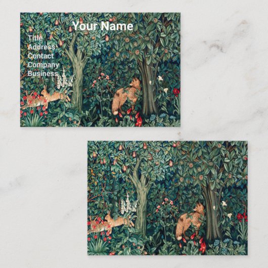 GROOT, BOSDIEREN, HAREN, Fox, groene bloemen Visitekaartje (Voorkant / Achterkant)