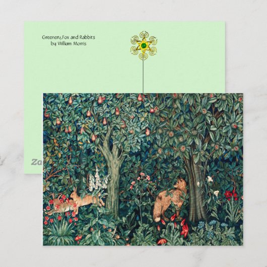 GROOT, BOSDIEREN, hazen, vossen, groene bloemen Briefkaart (Voorkant / Achterkant)