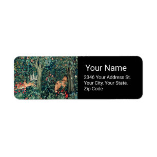 GROOT, BOSDIEREN, hazen, vossen, groene bloemen Etiket