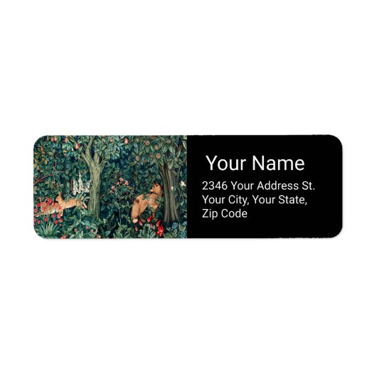 GROOT, BOSDIEREN, hazen, vossen, groene bloemen Etiket (Voorkant)