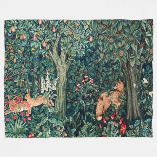GROOT, BOSDIEREN, hazen, vossen, groene bloemen Fleece Deken (Voorkant (Horizontaal))
