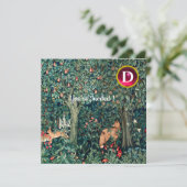 GROOT, BOSDIEREN, hazen, vossen, groene bloemen Kaart (Staand voorkant)