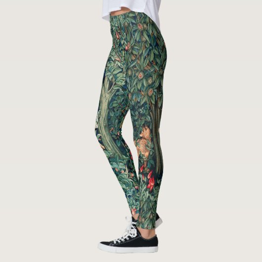 GROOT, BOSDIEREN, hazen, vossen, groene bloemen Leggings (Links)