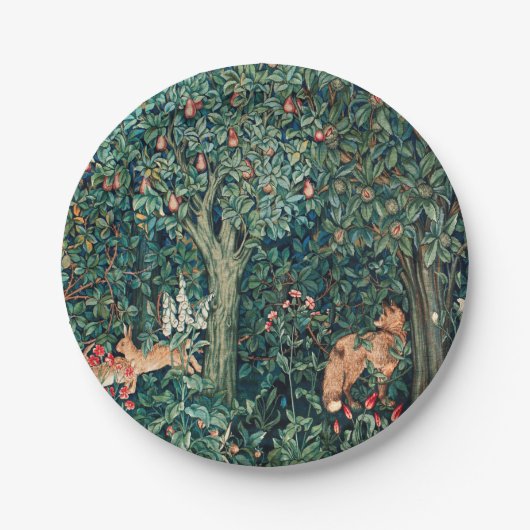 GROOT, BOSDIEREN, hazen, vossen, groene bloemen Papieren Bordje (Voorkant)