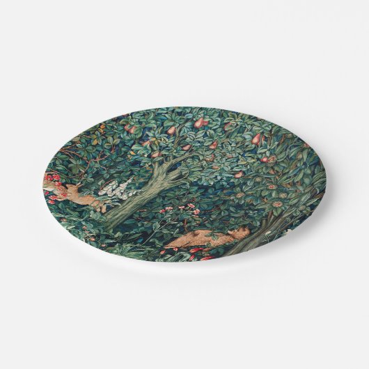 GROOT, BOSDIEREN, hazen, vossen, groene bloemen Papieren Bordje (Gekanteld)