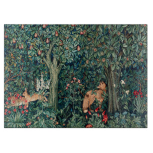 GROOT, BOSDIEREN, hazen, vossen, groene bloemen Snijplank