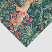 GROOT, BOSDIEREN, hazen, vossen, groene bloemen Tissuepapier (Detail)