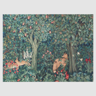 GROOT, BOSDIEREN, hazen, vossen, groene bloemen Tissuepapier