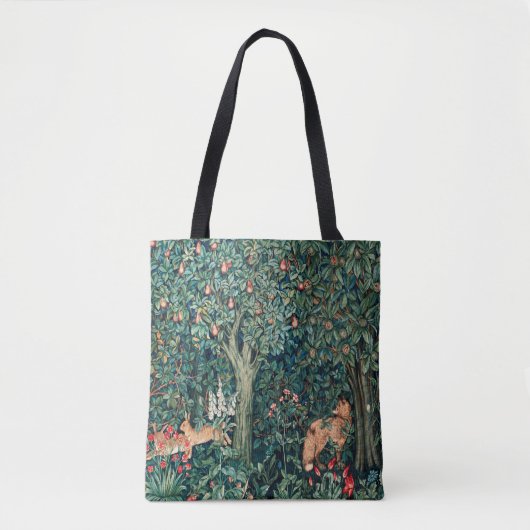 GROOT, BOSDIEREN, hazen, vossen, groene bloemen Tote Bag (Voorkant)