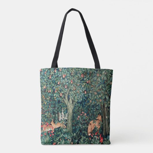 GROOT, BOSDIEREN, hazen, vossen, groene bloemen Tote Bag (Achterkant)