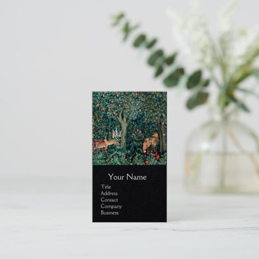 GROOT, BOSDIEREN, hazen, vossen, groene bloemen Visitekaartje (Staand voorkant)