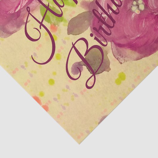 Groot Bourgondisch Roos met bloemen Tissuepapier (Detail)