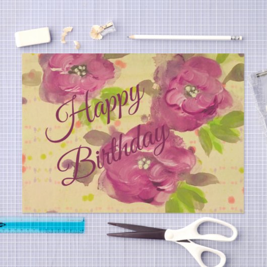 Groot Bourgondisch Roos met bloemen Tissuepapier (Craft)