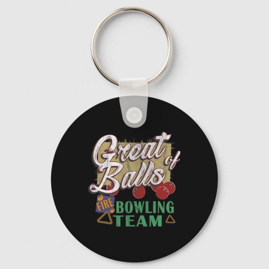 Groot Bowlingteam Grappige Vintage Pin Tee Sleutelhanger (Voorkant)