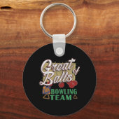 Groot Bowlingteam Grappige Vintage Pin Tee Sleutelhanger (Voorkant)