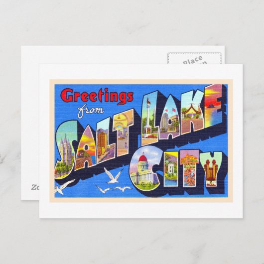  groot Briefkaart van het zout Lake City Utah (Voorkant / Achterkant)