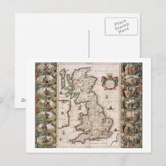 Groot-Brittannië als zodanig in het toneel van de Briefkaart (Voorkant / Achterkant)