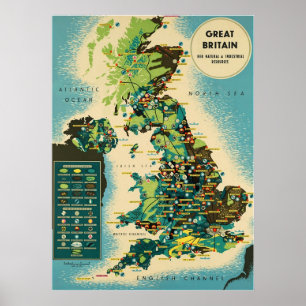 Groot-Brittannië ~ Brits reiscanvas. Poster