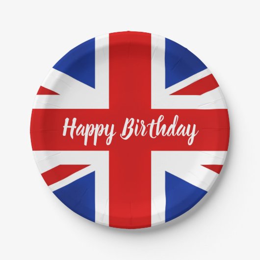 Groot-Brittannië: Britse Happy Birthday Papieren Bordje (Voorkant)