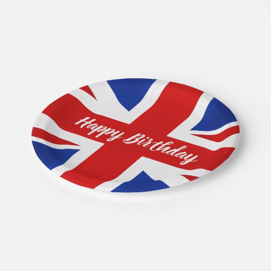 Groot-Brittannië: Britse Happy Birthday Papieren Bordje (Gekanteld)