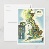 Groot-Brittannië Bronnen Kaart Vintage (Voorkant / Achterkant)