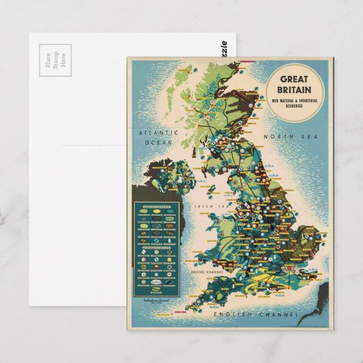  - Groot - Brittannië - Bronnenkaart Briefkaart (Voorkant / Achterkant)